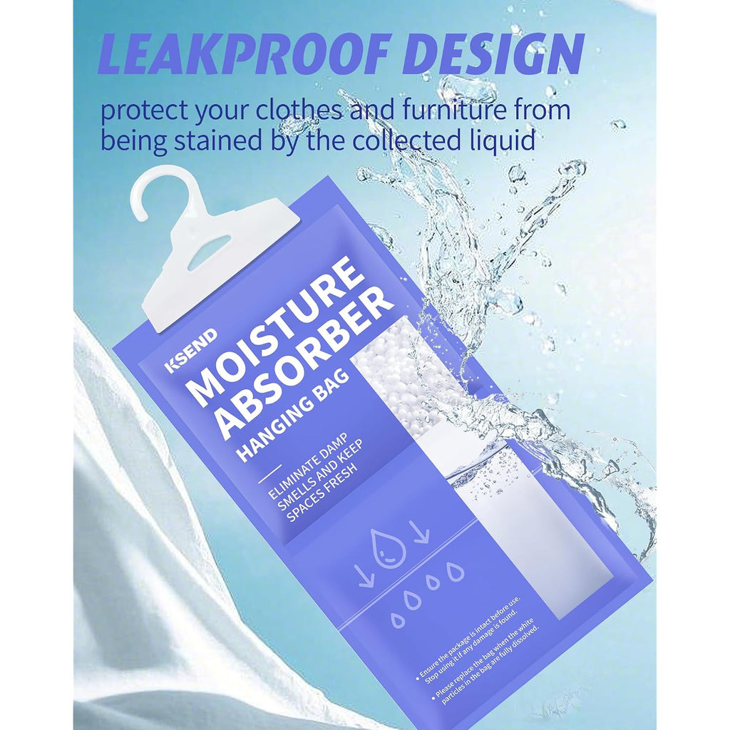 Moisture Absorbers 10 Pack, 9.8 Oz Compact Dehumidifier Bags & Packs, Moisture Hanging Bag, Humidity Absorbers, Closet Deodorizer Against Musty Odors, 11.8'' X 6.3''