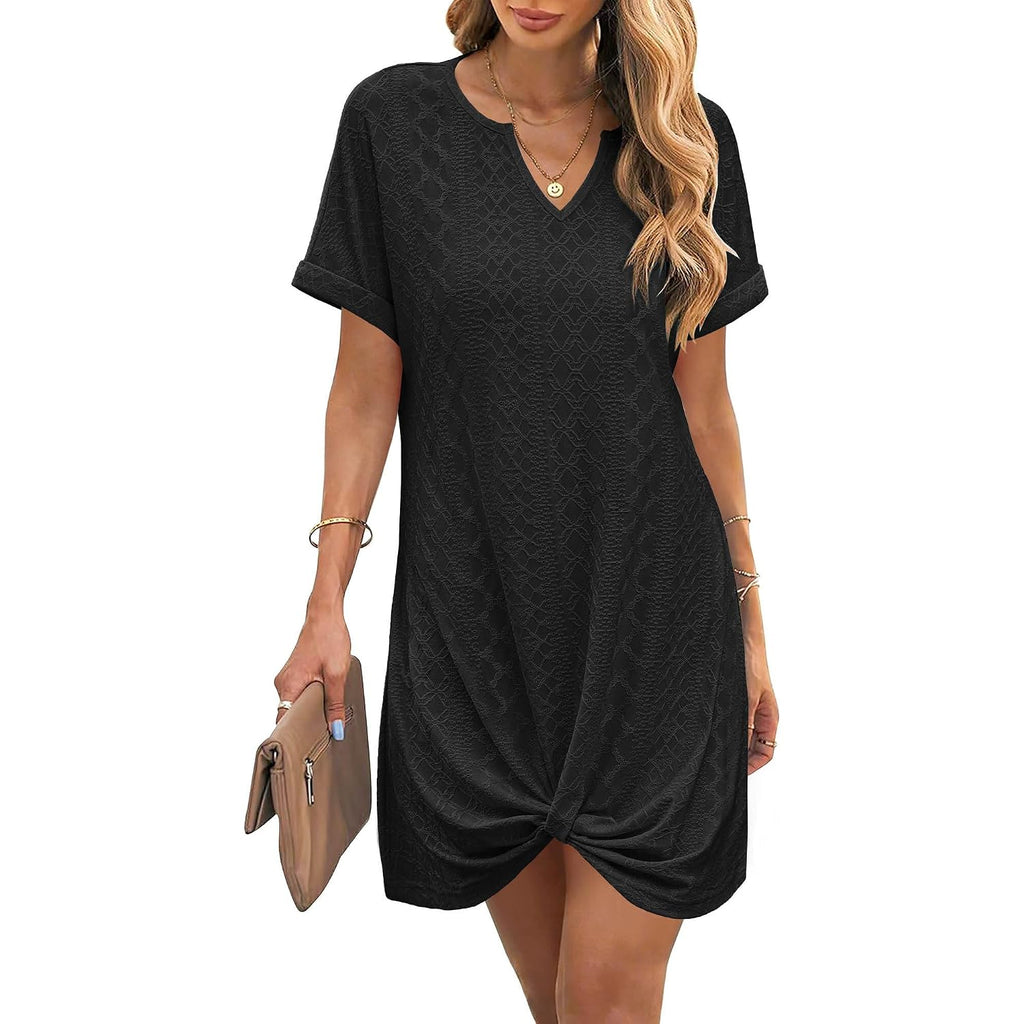 Swimsuit Cover Up Eyelet Short Sleeve Summer Dresses For Women Twisted Beach Vacation Clothes