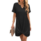 Swimsuit Cover Up Eyelet Short Sleeve Summer Dresses For Women Twisted Beach Vacation Clothes