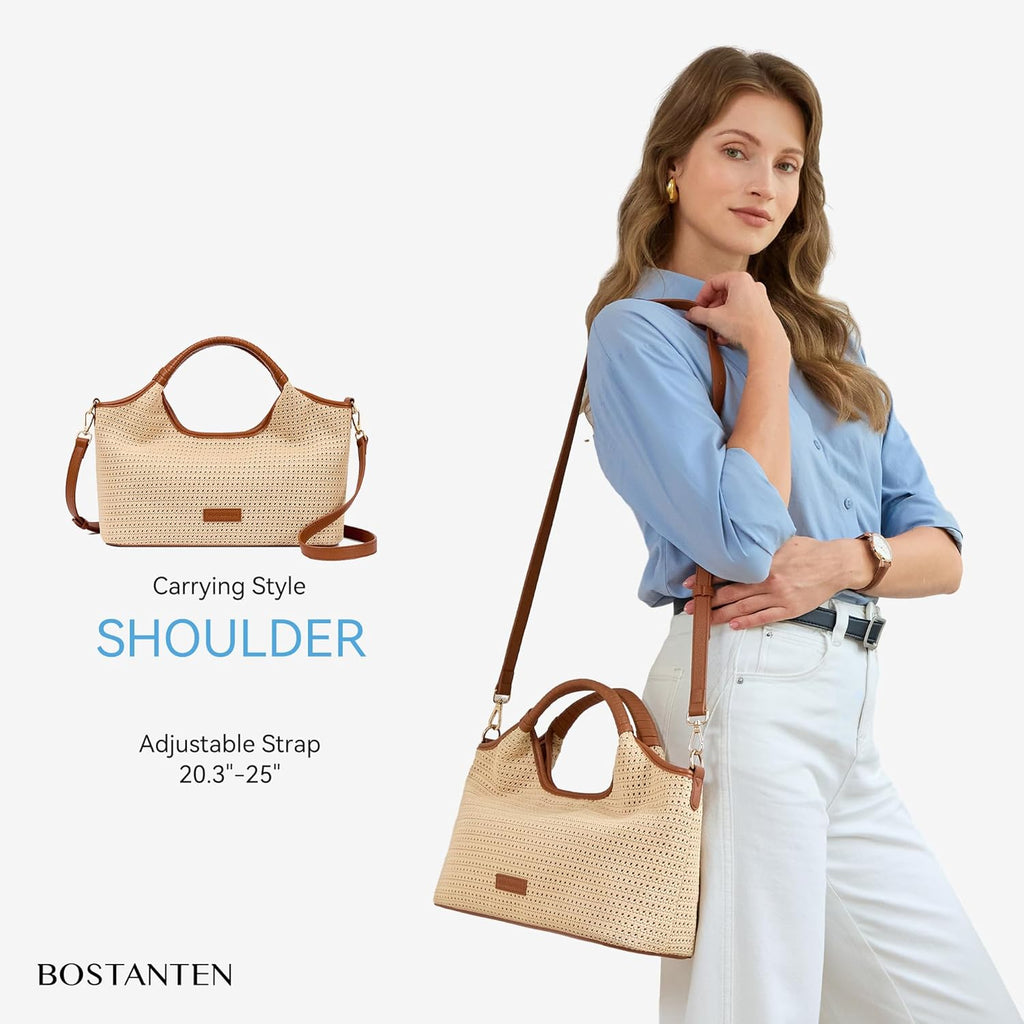 BOSTANTEN Genuine Leather Purses for Women Designer Handbags Crossbody Shoulder Bags Top Handle Satchel with Adjustable Strap