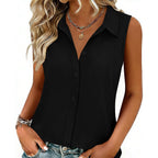 Zeagoo Women'S Sleeveless Button Down Shirts Blouses Solid Casual Basic V Neck Tank Tops For Work S-Xxl
