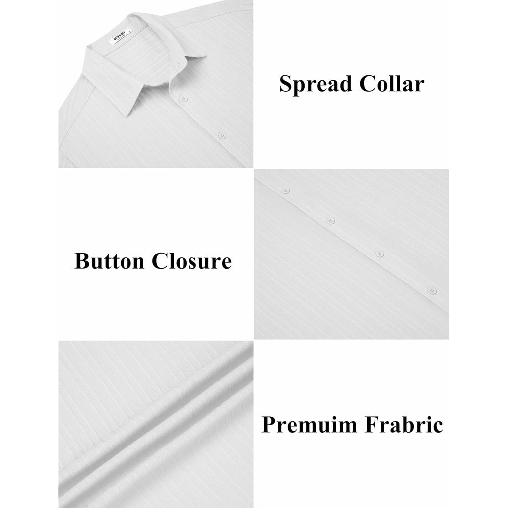 Coofandy Men'S Casual Button Down Shirts Short Sleeve Textured Summer Beach Shirts