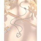 PINKDODO Heart Cross Necklace for Women Baptism Confirmation Easter Gifts