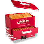 Nostalgia, Game Day Hot Dog Steamer and Bun Warmer, Fits 20 Dogs and 8 Buns, Steams Pot Stickers, Veggies, Potatoes, and Other Appetizers or Toppings