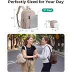 BAGSMART Small Backpacks for Women, Lightweight Puffer Mini Backpack Purse with Pouch, Quilted Casual Daypack, Water-Resistant Bookbag for Daily Travel College, 2-in-1 Set, Latte Brown