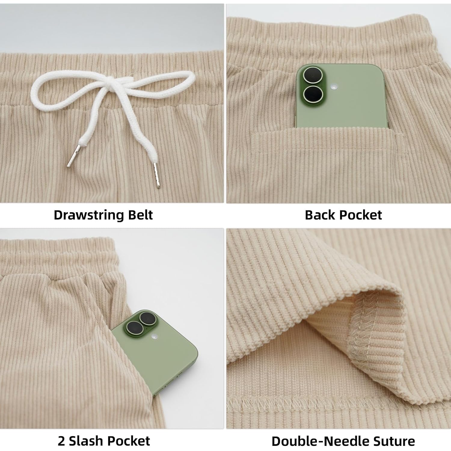 Deex Men'S Corduroy Shorts Casual 7 Inch Lightweight Elastic Waist Drawstring Summer Beach Loose Fit Shorts With Pockets 2026