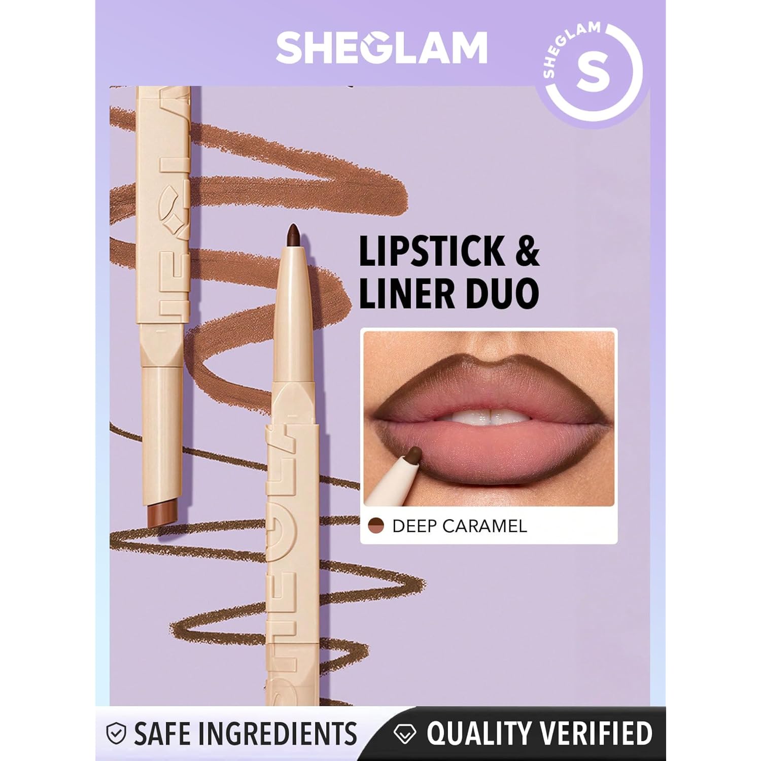 SHEGLAM 2 In 1 Matte Lip Liner and Long Lasting Lipstick Set Makeup - Deep Caramel