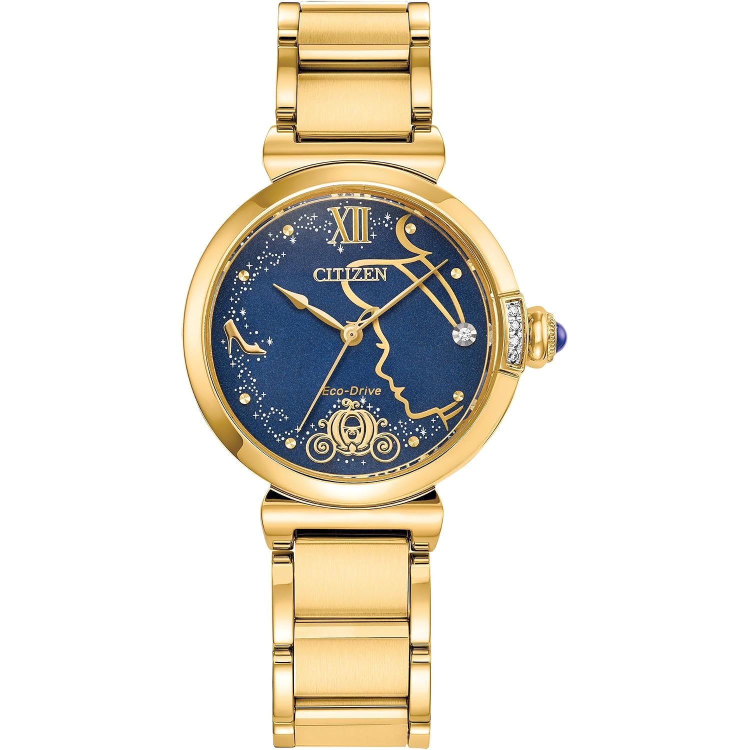 Citizen Women'S Eco-Drive Cinderella 75Th Anniversary Boxed Set, Blue Sunray Dial, Gold-Tone Stainless Steel Bracelet Watch (Model:Em1068-69W)