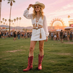 Cowboy Boots For Women - Cowgirl Boots With Embroidery, Chunky Heel Pointed Toe Pull-On Vintage Western Mid Calf Fashion Boots For Ladies