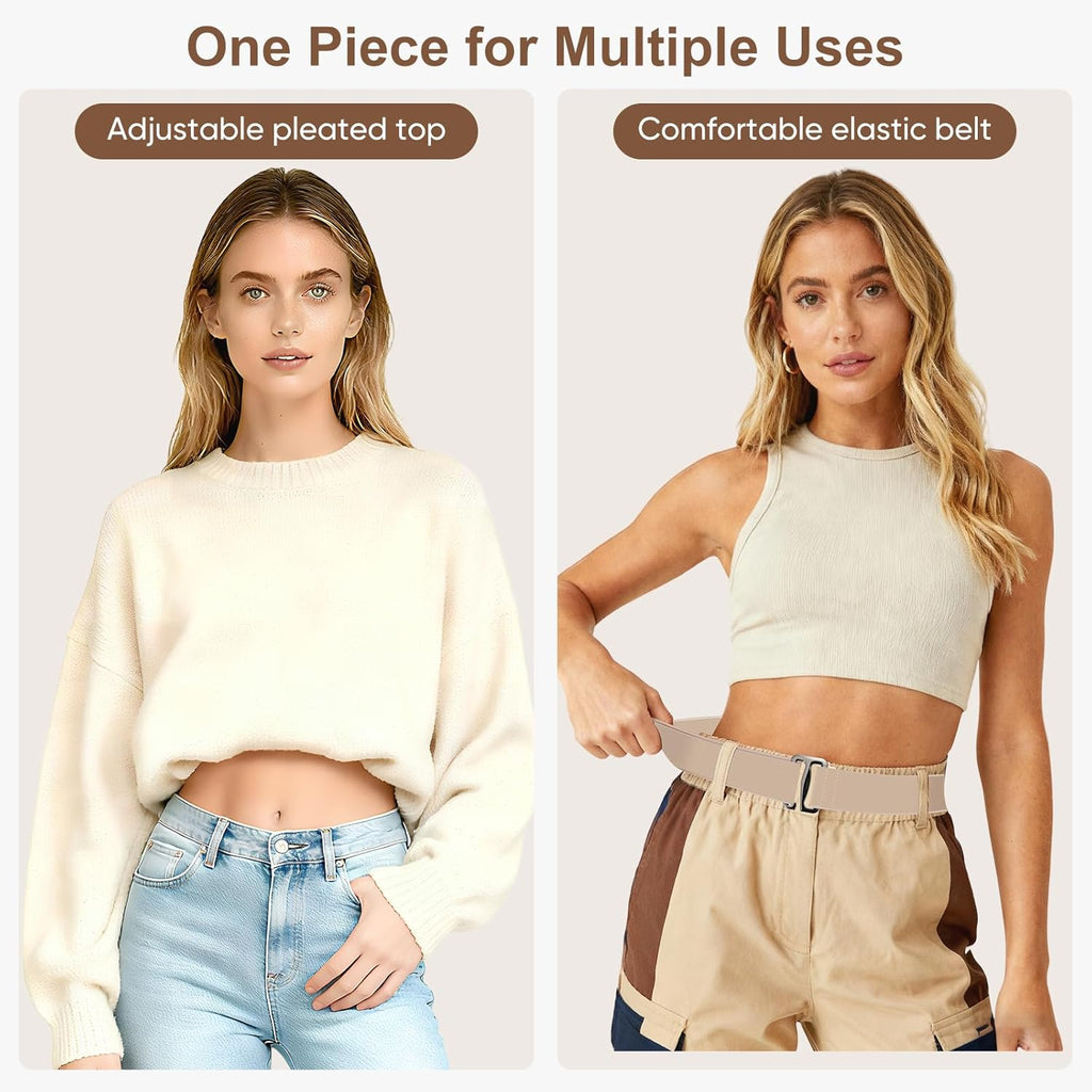 Elastic Belts for Women, No Show Flat Belt for Womens, Adjustable Stretchy Invisible Tuck Belt for Jeans