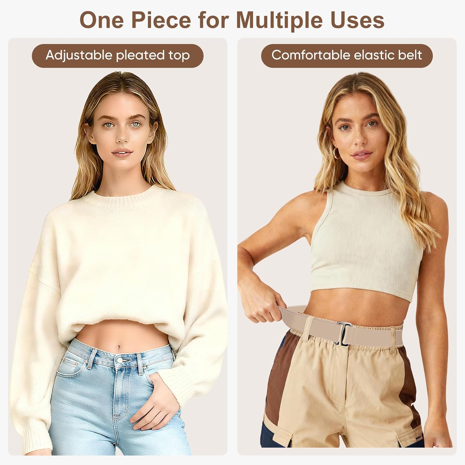 Elastic Belts for Women, No Show Flat Belt for Womens, Adjustable Stretchy Invisible Tuck Belt for Jeans
