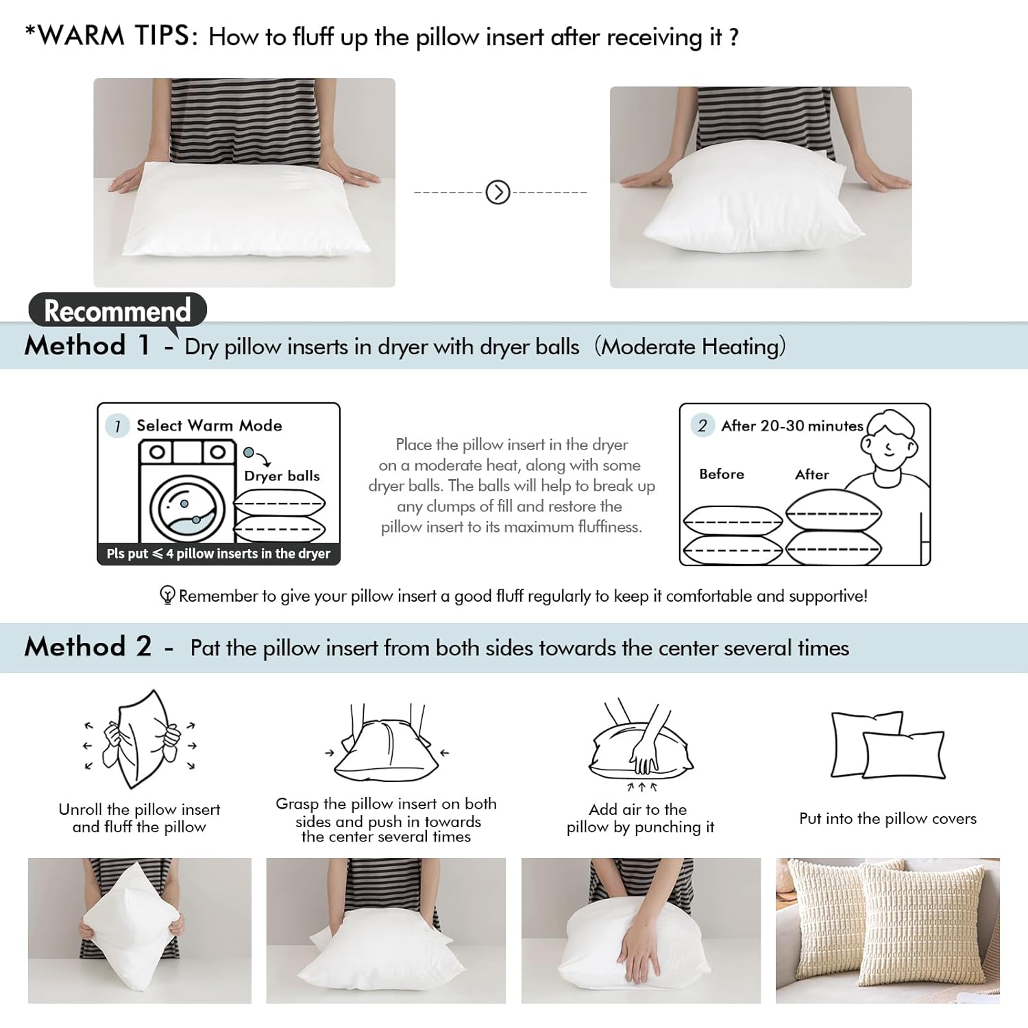 MIULEE Pillow Insert 12x20 Inch, Decorative Rectangle Throw Pillow Insert, Premium Fluffy Pillow Forms Stuffer for Sofa Couch Living Room
