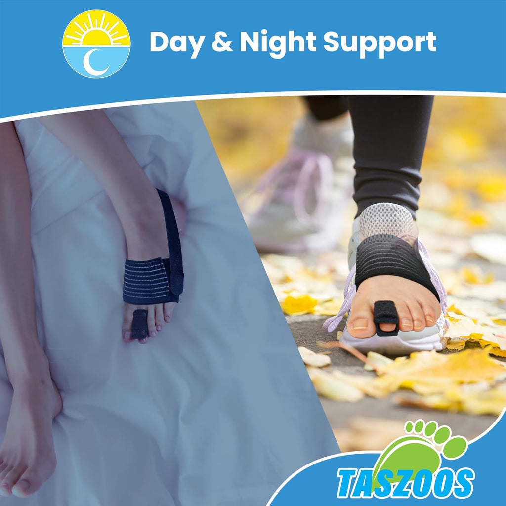 Hammer Toe Straightener - Non-Slip Hammer Toe Corrector for Women & Men - Adjustable Toe Splint Relief for Broken, Curled Support - Toe Wrap for Standing, Resting (1 Foot Wrap & 1 Strap)