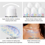 Roll-on Body Glitter Gel Holographic for Face and Hair,Body Glitter Gel Makeup for Kids Women,Body Shimmer Christmas Makeup for Rave Party.(Neon Gold)