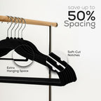 Utopia Home Velvet Hangers 100 Pack – Premium Hangers With Tie Bar - Black | Non-Slip Slim Clothes & Coat Hangers With Tie Bar, Space-Saving Heavy Duty Design, 360° Swivel Hook