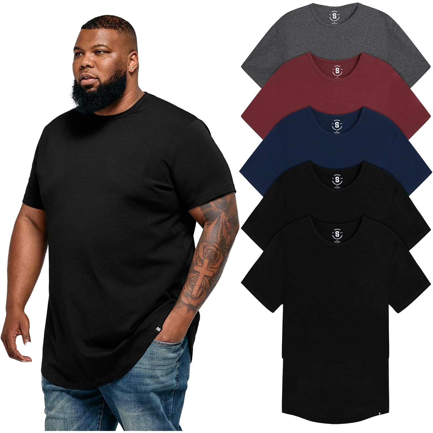 Strongsize Big And Tall T-Shirts For Men – Stretch Cotton Crewneck Xl-8Xl | Available In Regular And Longer Length