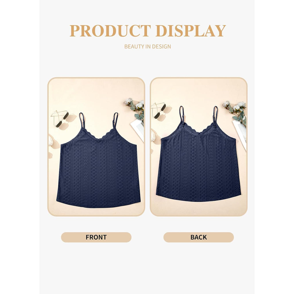 Eytino Plus Size Tank Tops For Women Summer Casual Spaghetti Strap Sleeveless Camisole Shirts(1X-5X)
