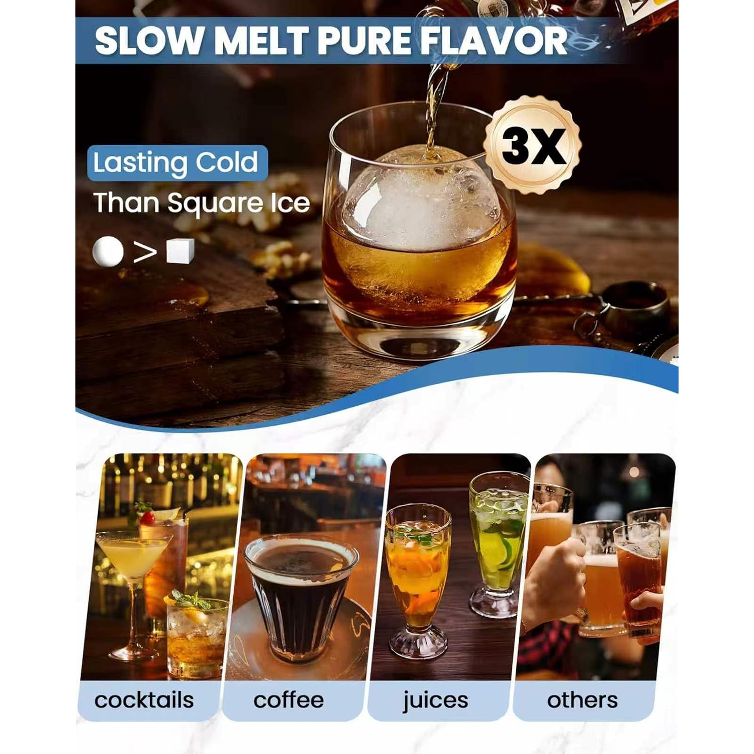 Large Ice Cube Tray For Freezer - 2 Pack Stackable Round Ice Cube Molds Set, Easy To Fill & Release With Storage Bin And Tongs For Kitchen, Party, Cocktail & Coffee, Gifts For Whiskey Lover (1.93In)