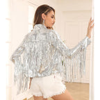 Sequin Fringe Jacket Disco Theme Country Dolly Theme Bridal Trends Disco Cowgirl Outfit Theme Glitter Tassel Coat