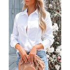 Women's Button Down Shirts Long Sleeve Dress Shirts Wrinkle Free Collared Work Office Solid Blouses Corset Tops
