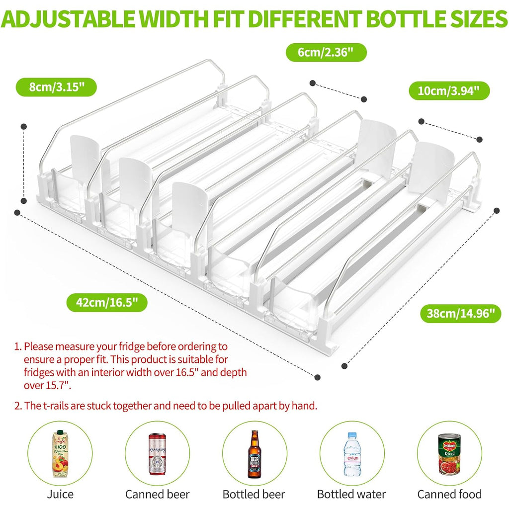 Drink Organizer For Fridge, Soda Can Dispenser For Refrigerator, Automatic Drink Dispenser For Fridge Holds Up To 25 Cans, 5 Row