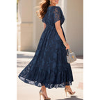 Pinup Fashion Plus Size Dresses For Wedding Guest - Formal Cocktail Elegant Wrap V Neck Long Dress