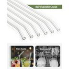 18-Pack Glass Straws, Reusable Clear Glass Drinking Straws Set, 8.5 Inch X 10Mm - Includes 8 Straight And 6 Bent With 4 Straw Cleaner Brush, Perfect For Smoothies, Milkshakes, Juice, Tea