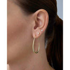 PAVOI 14K Gold Plated 925 Sterling Silver Post Lightweight Teardrop Hoop Earrings for Women | Large Oval Pull-Through Statement Earrings