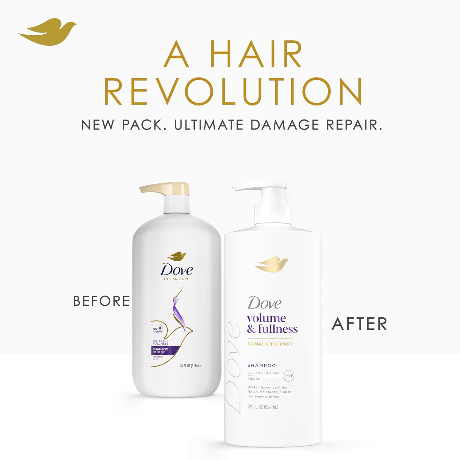 Dove Shampoo Volume & Fullness for Fine, Thin Hair with Bio-Protein Care Technology and Biotin 28 Fl Oz