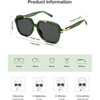 SOJOS Big Trendy Polarized Aviator Sunglasses for Women Men, 80s 90s Retro Square Aviators Sun Glasses SJ2672 Dark Green/Grey