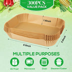 Bykitchen 300Pcs Air Fryer Liners For Ninja Dual Airfryer, Rectangle Disposable Air Fryer Parchment Paper Compatible With Ninja Dz201/ Dz401/ Dz550, Bella Slim Airfryer &More, Air Fryer Accessories