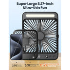 Warmco D4 Battery Powered Camping Fan 20000Mah, Led Lantern | Up To 48H Runtime, Ultra-Slim Quiet 8-Inch Fan, Digital Display & Hook For Tent, Bedroom, Outdoor & Travel