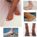 Softones 16Pcs Ankle Bracelets for Women Gold Silver Two Style Chain Beach Anklet Bracelet Jewelry Anklet Set,Adjustable Size