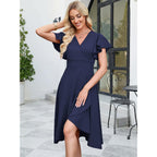 Anrabess Womens Cocktail Dress Semi Formal Wedding Guest Wrap Midi Dresses Summer Western A Line High Low Ruffled Dress