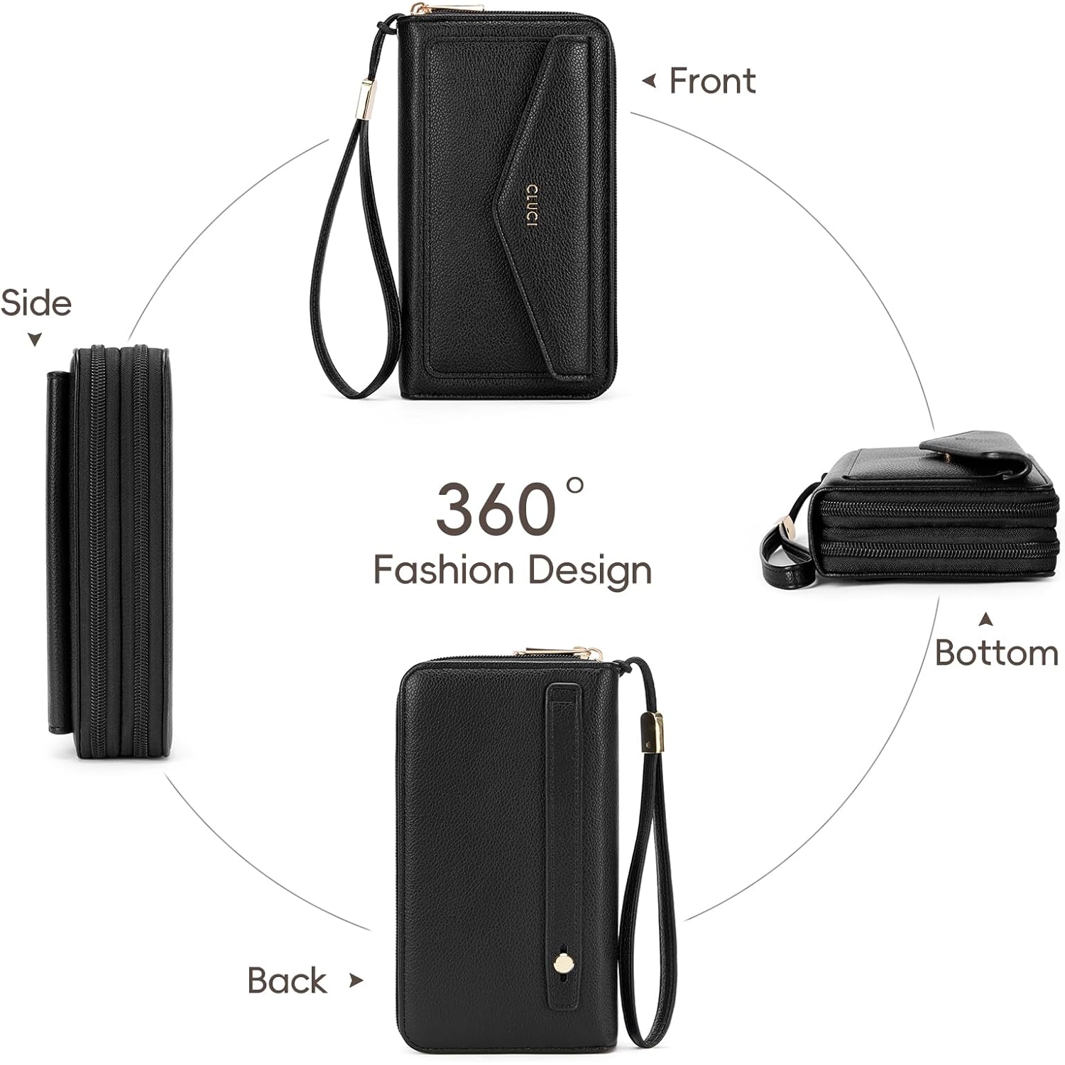 CLUCI Wallet Women Large Capacity Wristlet Purse for Women Long Ladies Wallet RFID Blocking Multi Credit Card Holder