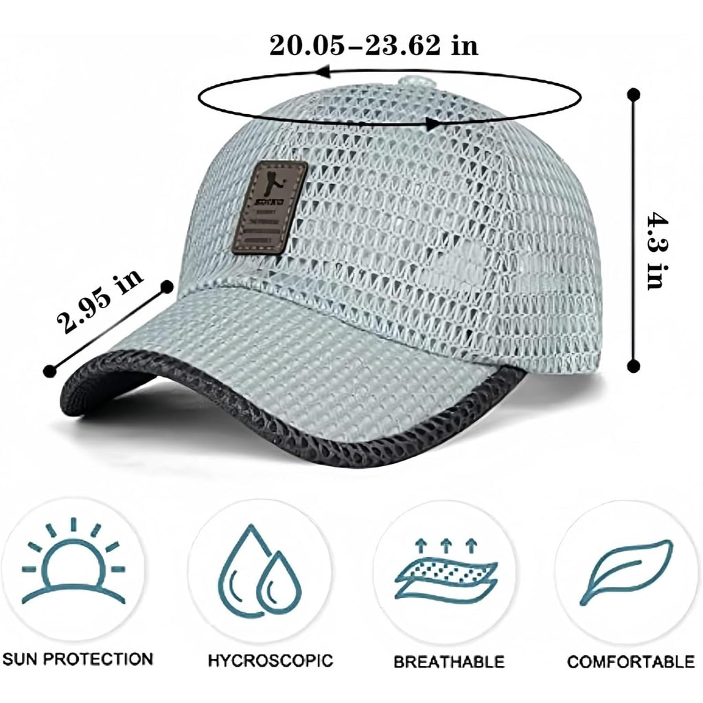 stablerice 2 Pieces Summer Mesh Baseball Cap for Men Women Adjustable Breathable Caps Casual Trucker Mesh Hat Baseball Hats Navy Blue, Light Grey