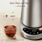Cosori Stainless Steel Electric Kettle With Temperature Control, 1.7L | No Plastic Contact With Water, 5 Presets, ±5°F Temp Control, 60-Min Keep Warm, Dual Lid Opening, Tea, Coffee & Hot Water