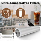 Cold Brew Mason Coffee Maker - 64oz Iced Coffee Pitcher with Stainless Steel Mixing Spoon & Super Dense Filter 3 Steps Finish Cold Brew Coffee, Classic BPA Free Sturdy Mason jar Pitcher Easy to Clean
