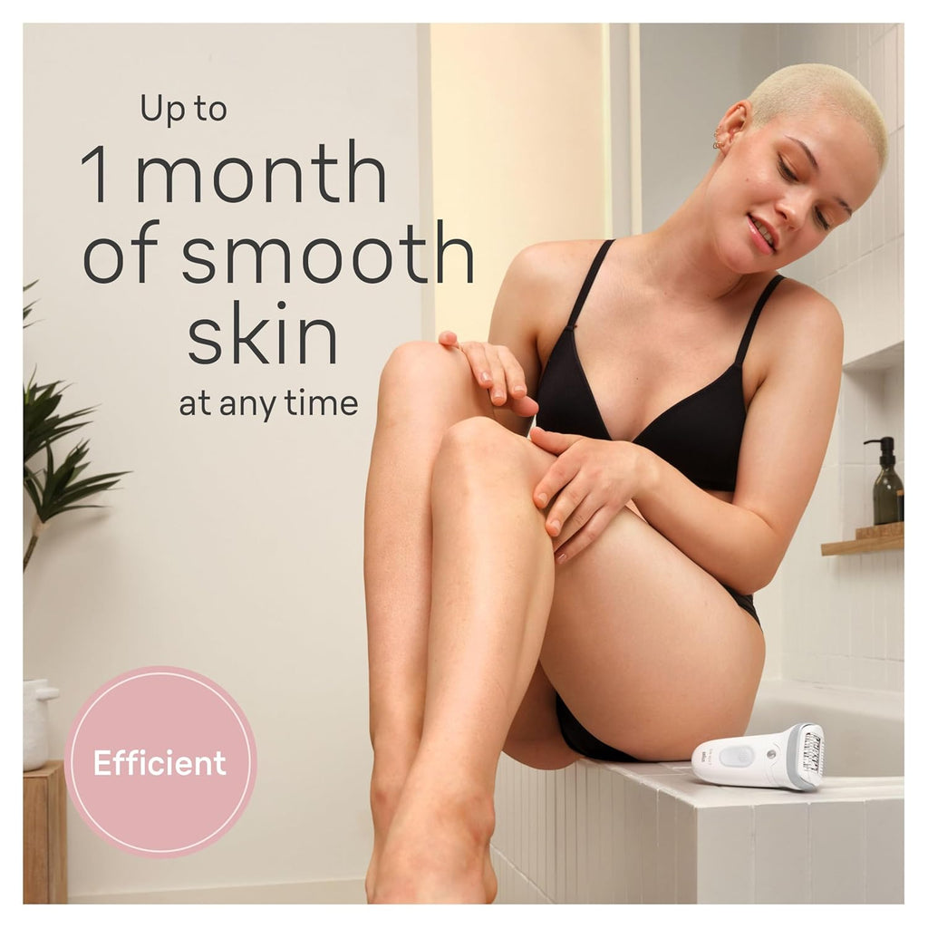 Braun Epilator Silk-épil 7, Hair Removal Device, Women Shaver & Trimmer, Wet and Dry, Wide Head, Includes Shaver Head and Trimmer Comb, SE7-041, Silver