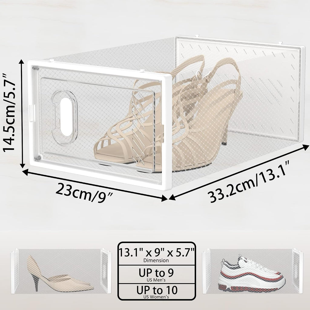 Simpdiy Shoe Storage, 12 Pack Shoe Organizer For Closet, Shoe Boxes Clear Plastic Stackable Shoe Containers With Lids For Size 10