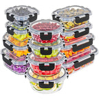 Magic Mill Premium Borosilicate Glass Food Storage Containers with lids Set | 24pc Sets with 12 Bowls & 12 Airtight Locking Lids for Lunch & Meal Prep, Safe for Oven, Freezer, Dishwasher, BPA-Free