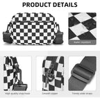 Small Checkered Crossbody Bag For Women Cute Purses Trendy Shoulder Handbags Wide Strap