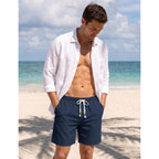 Magnivit Men‘S Cotton Shorts Beach Casual Vacation Short Lightweight Elastic Waist Drawstring Short With Deep Pockets