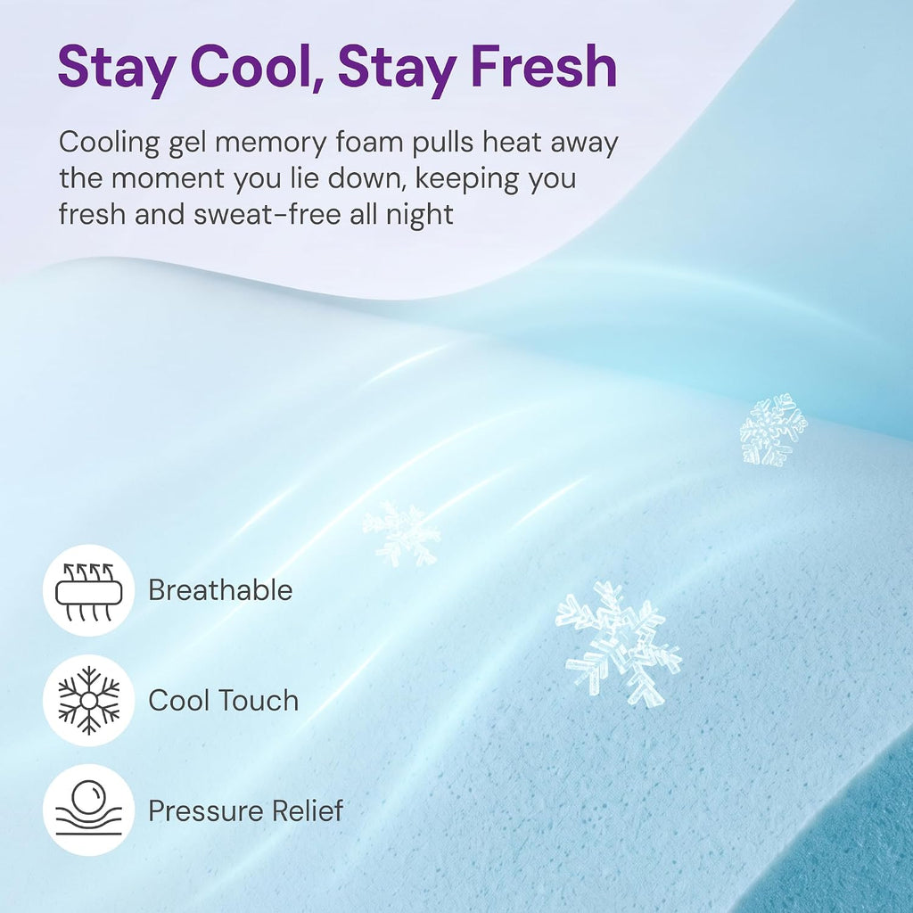 Gaeste 10 Inch King Cooling Gel Memory Foam Medium Feel Mattress Breathable Pressure Relief Certipur-Us Certified Foam, Mattress-In-A-Box Comfort & Supportive No Fiberglass (King, 10 In)