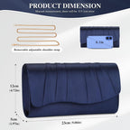 Pleated Satin Evening Bag For Women, Formal Clutch Purse, Envelope Handbag For Wedding, Prom, Party & Cocktail