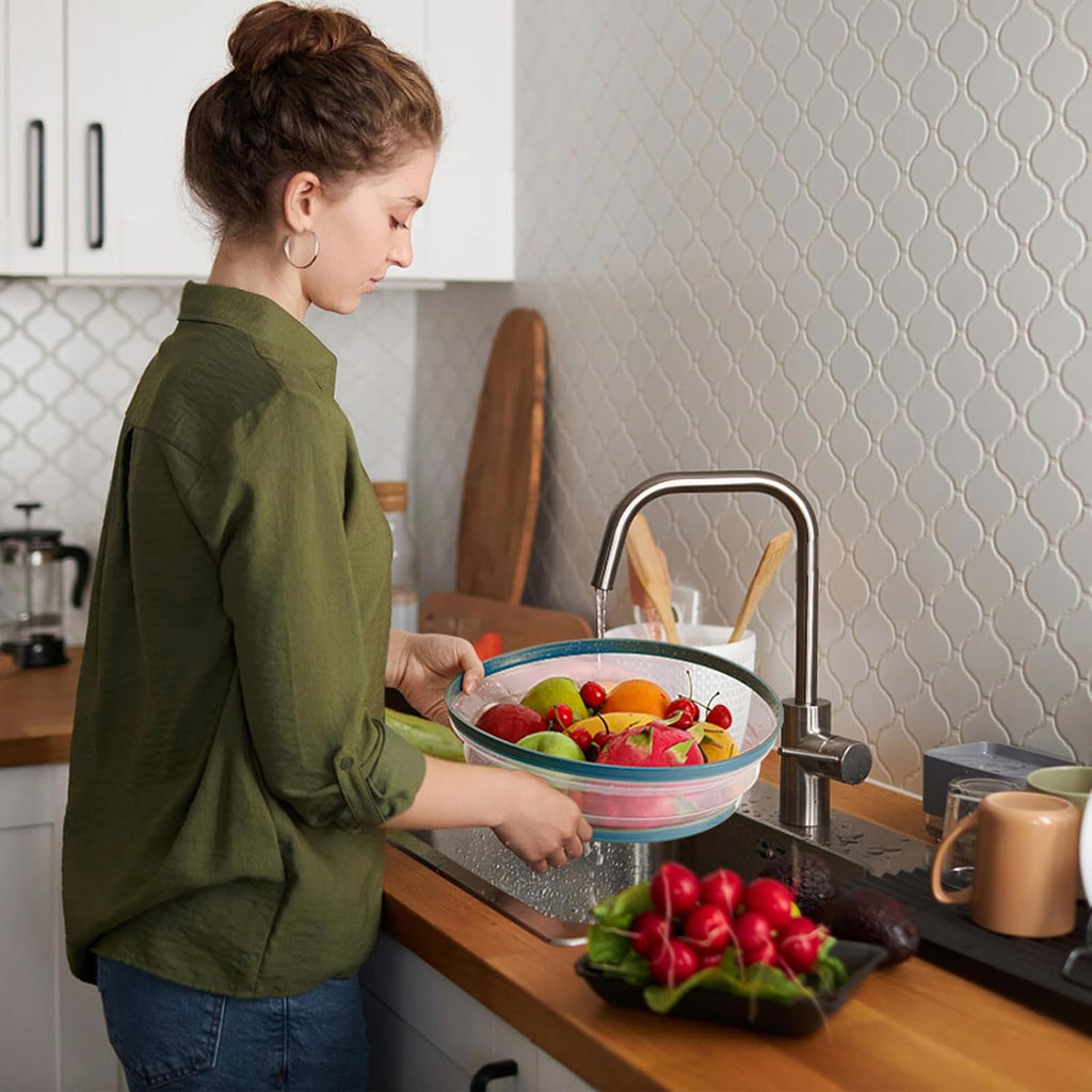 Large Microwave Splatter Cover & Silicone Mat,12 Inchs Vented Collapsible Guard dish Plate lid & Round Kitchen mat for food