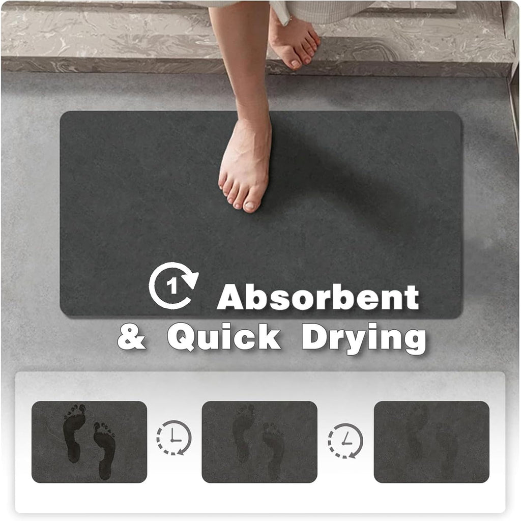 Bath Mat, Bathroom Rugs Non Slip Washable Thin Absorbent Quick Dry Bath Mat Fits Under Door Bathroom Floor Mat Perfect For Bath, Shower, Or Sink 16"X24" Dark Grey