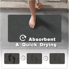 Bath Mat, Bathroom Rugs Non Slip Washable Thin Absorbent Quick Dry Bath Mat Fits Under Door Bathroom Floor Mat Perfect For Bath, Shower, Or Sink 16"X24" Dark Grey