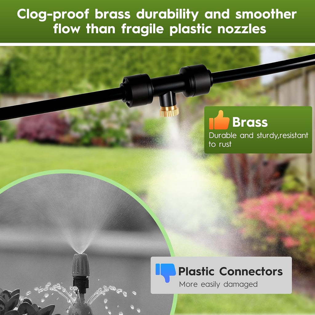 30Ft Outdoor Misting Cooling System‌ - Patio Garden Kit With ‌Brass Nozzles & Uv Tubing‌, Diy Install For ‌Pool, Bbq, Greenhouse‌, Water-Saving High Pressure Cooler