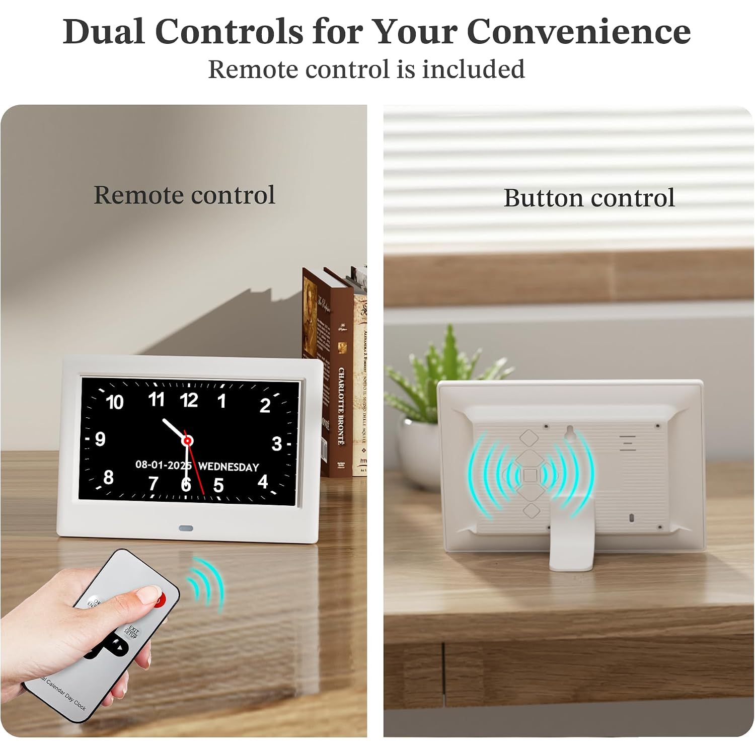 2025 New, Digital Clocks, 7'' Dementia Clock With Date And Time For Elderly, Auto-Dimming, 12 Reminders & 6 Alarms, Button & Remote Control, Auto Dst, Digital Calendar For Seniors Large Display